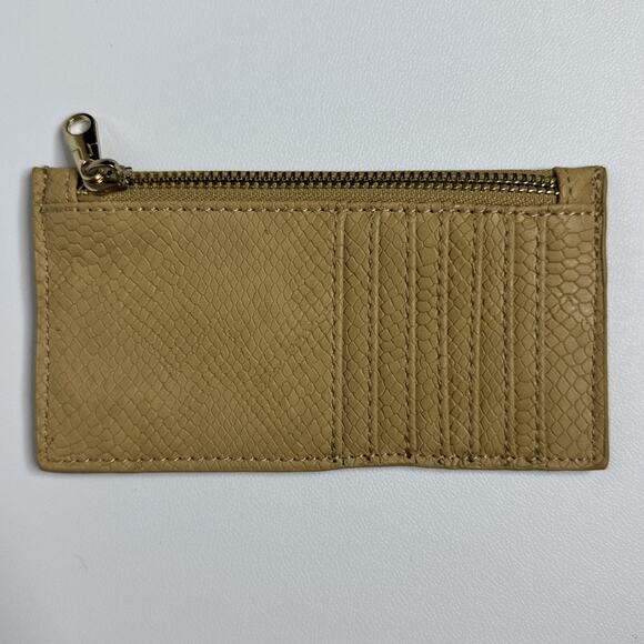 Anthropologie Card Holder Tan Neutral Zipper 6 Inches - Picture 1 of 12